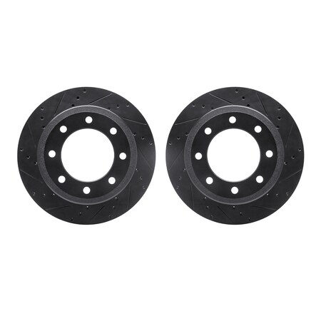 Dynamic Friction Co Rotors-Drilled and Slotted-Black, Zinc Plated black, Zinc Coated, 8002-54221 8002-54221